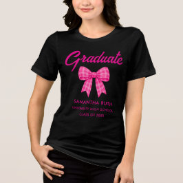 Camiseta Laço Xadrez Rosa Quente Graduação