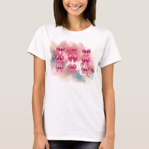 Camiseta Laços Coquette Rosa Quente Abstratos