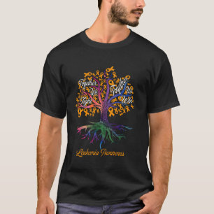 Camiseta Laços de Árvore Leucemia Juntos Lutamos Juntos Ven