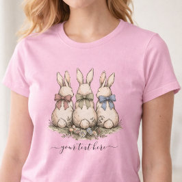 Camiseta Laços de Coelho Florais com Nome Personalizado Vin