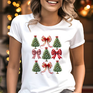 Camiseta Laços e Árvores de Natal Coquette