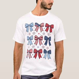 Camiseta Laços Patrióticos Coquete Vintage Design Vetorial_