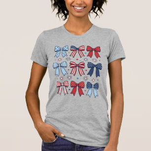 Camiseta Laços Patrióticos Coquete Vintage Design Vetorial_
