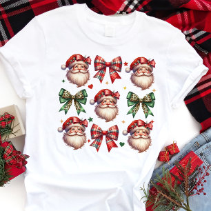 Camiseta Laços Xadrez Coquette e Vibrações de Natal de Papa