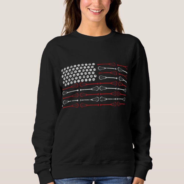 Camiseta Lacrosse American Flag Lax Mãe design (Frente)