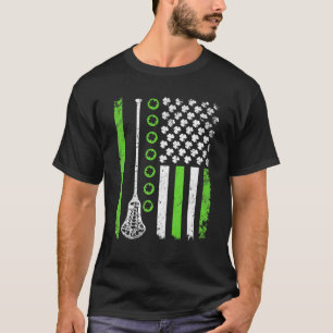Camiseta Lacrosse American Flag Sport Shamrock Pattys Da