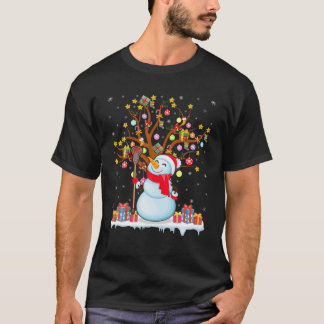 Camiseta Lacrosse Ball Xmas Gift Santa Hat Snowman Lacrosse
