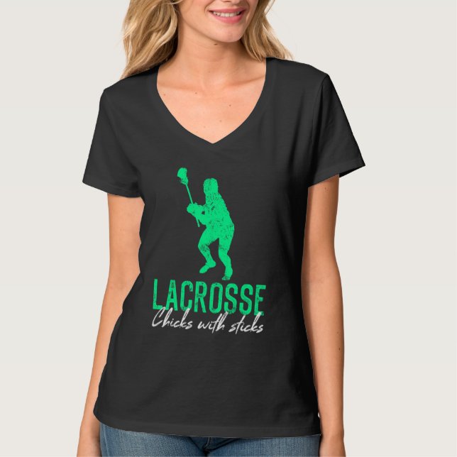 Camiseta Lacrosse Chicks With Sticks Lacrosse Women (Frente)