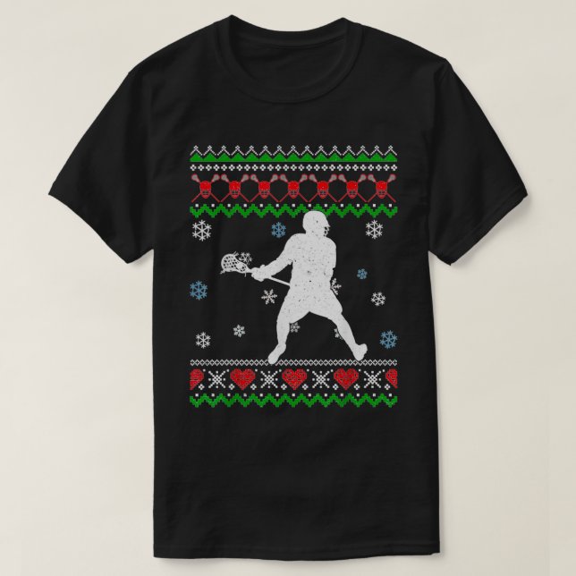 Camiseta Lacrosse Pajama Ugly Christmas Gift Sport Amantes  (Frente do Design)