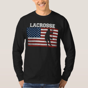 Camiseta Lacrosse Roupa dos Estados Unidos Flag Lax Player 