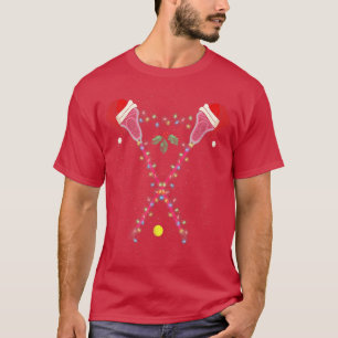 Camiseta Lacrosse Santa Hat Natal Luzes Esporte