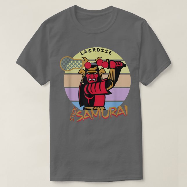 Camiseta Lacrosse Stick Samurai Retro Vintage (2) (Frente do Design)