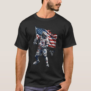 Camiseta Lacrosse US Flag Lacrosse Player Capacete homens