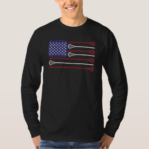 Camiseta Lacrosse Usa Flag Lacrosse Player Men Mulheres Cri
