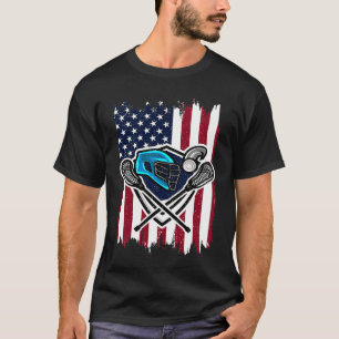 Camiseta Lacrosse Vintage American Flag Helmet E Sticks