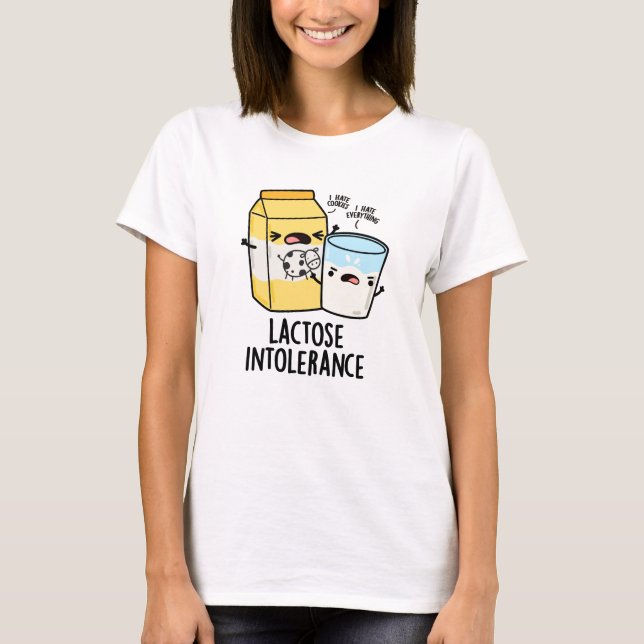 Camiseta Lactose Intolerância Engraçada Leite Pun (Frente)