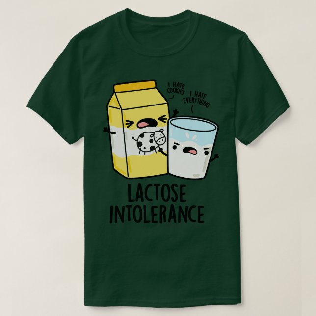 Camiseta Lactose Intolerância Engraçada Leite Pun 1 (Frente do Design)