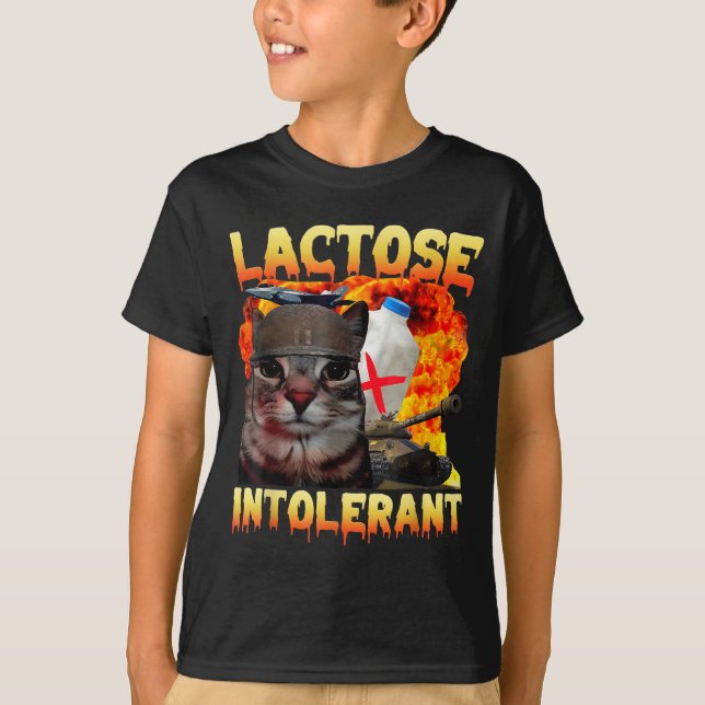 Camiseta Lactose Intolerant Silly Cat Meme Funny Saying Cat (Frente)