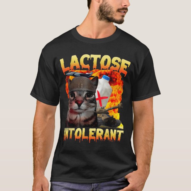 Camiseta Lactose Intolerant Silly Cat Meme Funny Saying Cat (Frente)