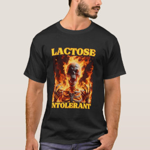 Camiseta Lactose Intolerante Duro Funny Cringe Esqueleto