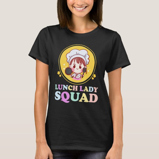 Camiseta Ladie de Almoço da Senhora da Cafeteria da Tripula (Frente)