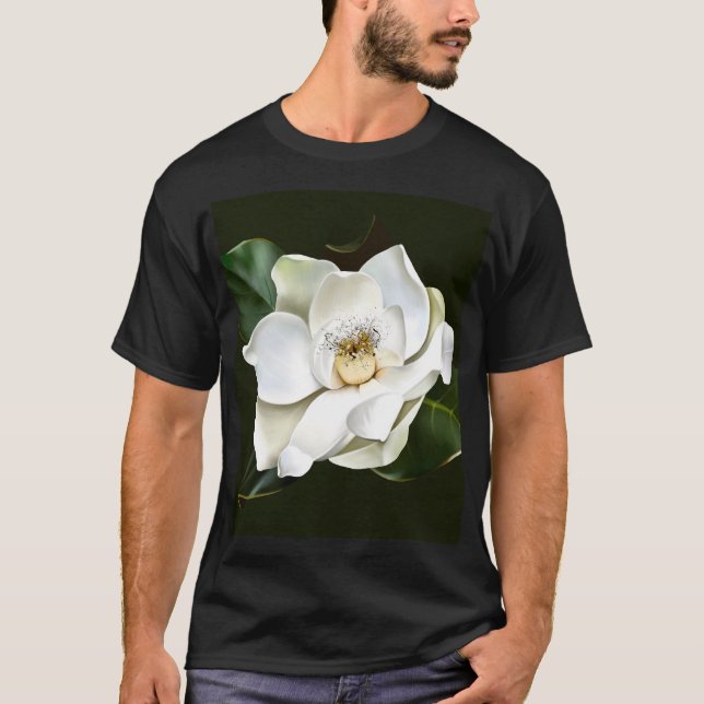 Camiseta Lado a fundo verde da Magnolia Branca (Frente)