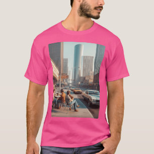 Camiseta Lado Colorido do Trabalho de arte Houston Ai, Retr