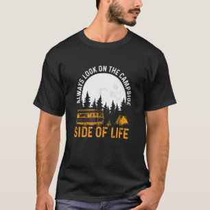 Camiseta Lado do Acampamento da Vida Divertido Hiking e Aca
