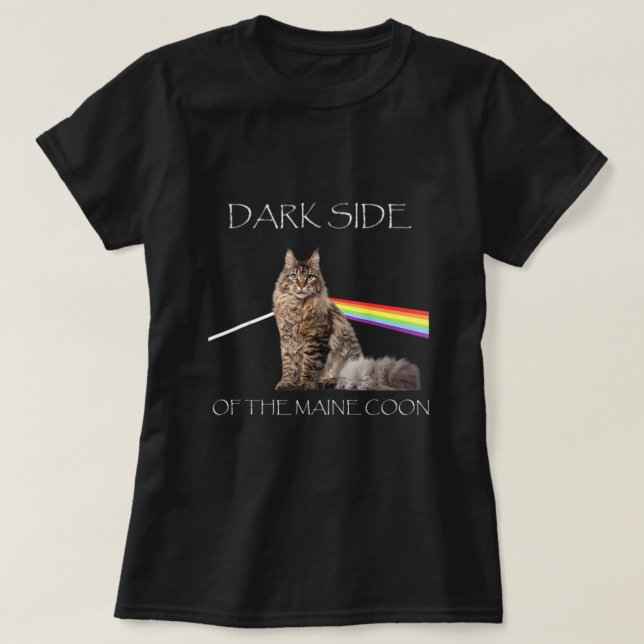 Camiseta Lado Escuro De Maine Coon Cute Cat S Girls.png (Frente do Design)