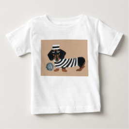 Camiseta Ladrão de Guloseimas Dachshund Preto e Castanho Pr