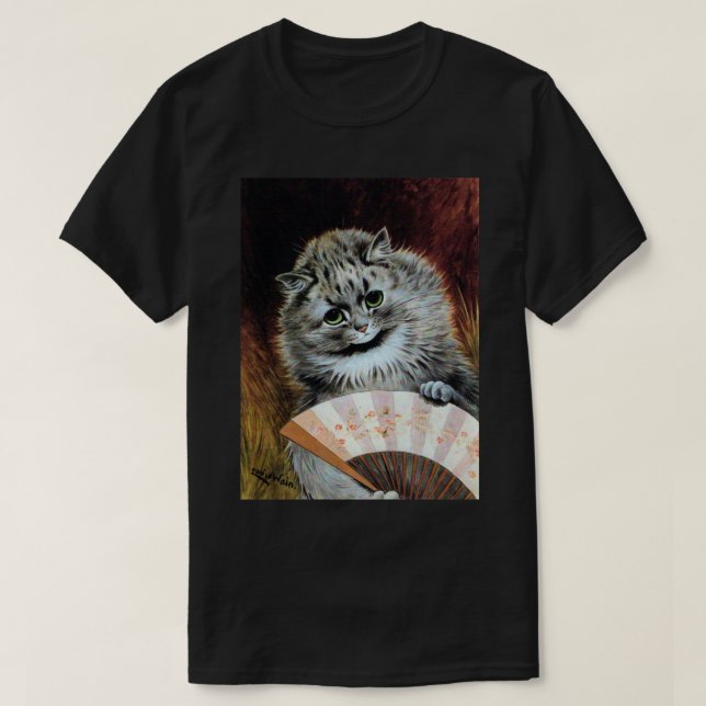 Camiseta Lady Cat com um ventilador, Louis Wain (Frente do Design)