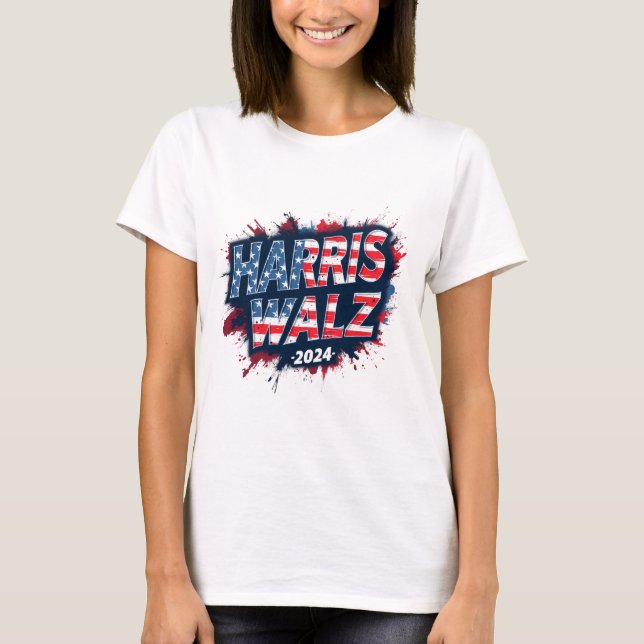 Camiseta Lady Gato Patriótica para Kamala Harris 2024 (Frente)