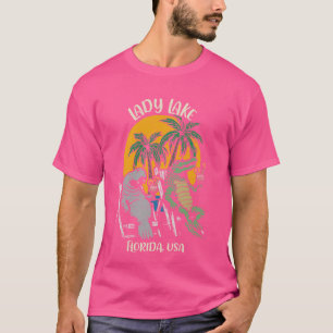 Camiseta Lady Lake Florida EUA Funny Manatee e Alligator