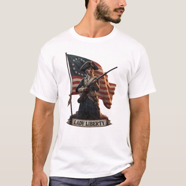 Camiseta Lady Liberty Colonial Woman Vintage (Frente)