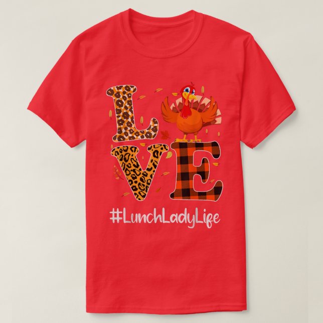 Camiseta Lady Life Love Ação de Graças Leopard Turquia A (Frente do Design)