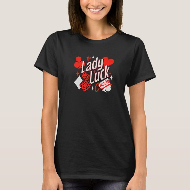 Camiseta Lady Luck Rockabilly 50's Casino Games Card Player (Frente)