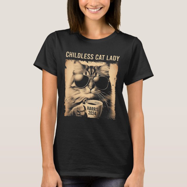 Camiseta Lady Vintage Coffee Cat Kamala Harri (Frente)