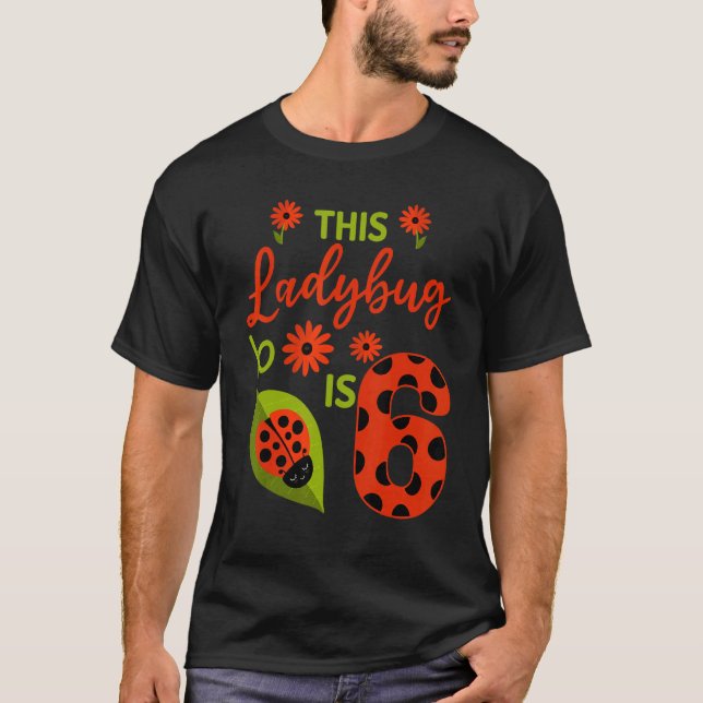 Camiseta Ladybug Birthday Esta Ladybug Tem 6 Anos (Frente)