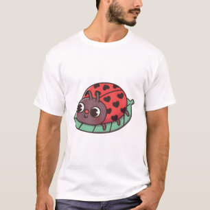 Camiseta Ladybug Bonito Com Pontos De Coração Pretos