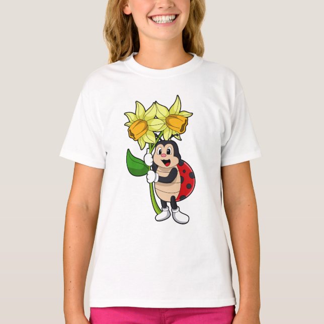 Camiseta Ladybug com Flor Daffodil (Frente)