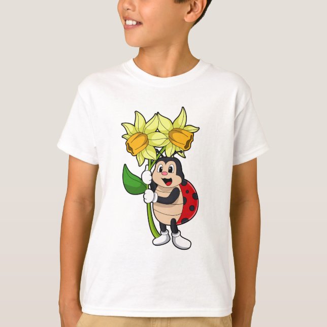 Camiseta Ladybug com Flor Daffodil (Frente)