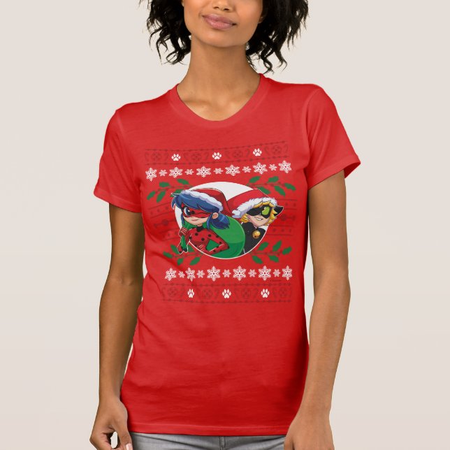 Camiseta Ladybug e Cat Noir | Gráfico de Férias (Frente)