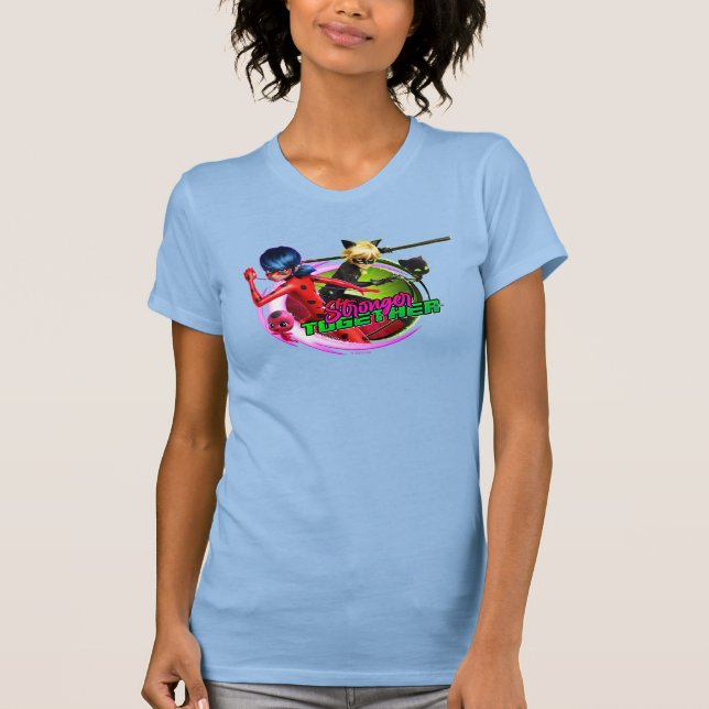 Camiseta Ladybug e Cat Noir | Mais Fortes Juntos (Frente)