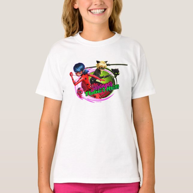 Camiseta Ladybug e Cat Noir | Mais Fortes Juntos (Frente)