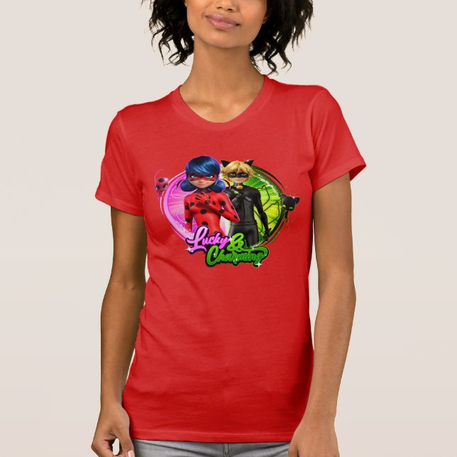 Camiseta Ladybug e Cat Noir | Sortudo e encantador (Frente)