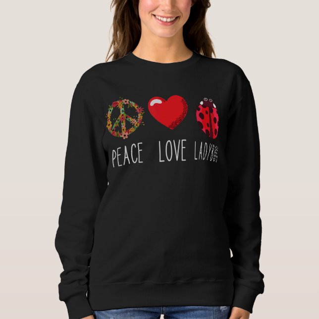 Camiseta Ladybug Flower Heart Love Peace Ladybug Ladybug (Frente)