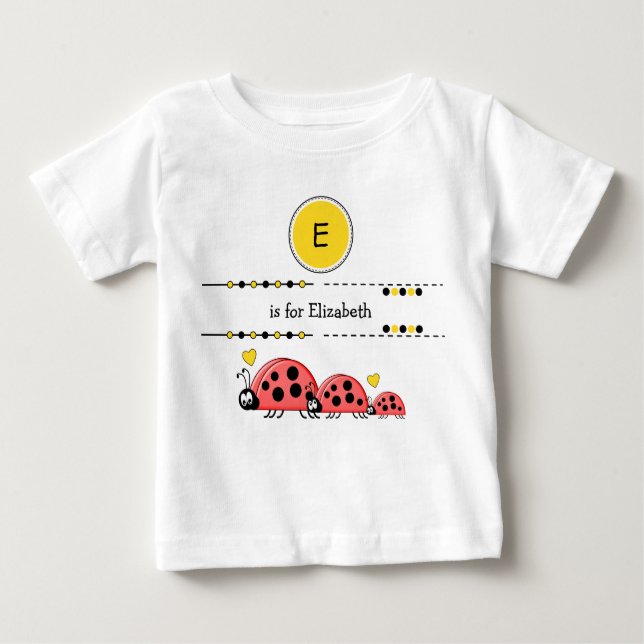 Camiseta Ladybugs adiciona nome preto e amarelo (Frente)