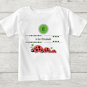 Camiseta Ladybugs adiciona nome preto e verde