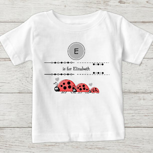 Camiseta Ladybugs adicionam nome preto e cinza