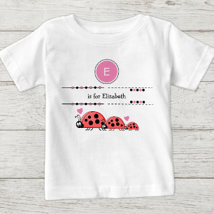 Camiseta Ladybugs adicionam nome preto e rosa